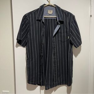 Vans Black striped Button Down Short Sleeve Shirt